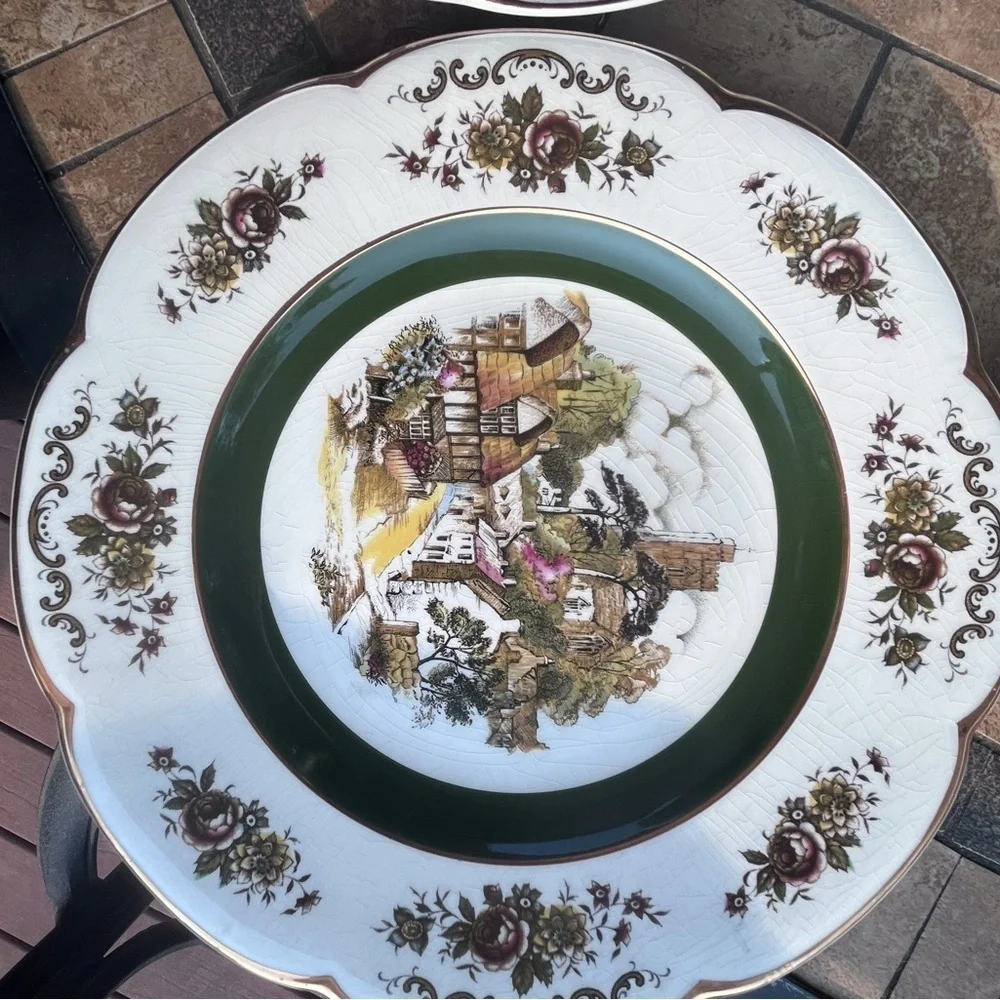 Vintage WOOD & SONS “ASCOT Village”, Set Of 4 wall Plates England